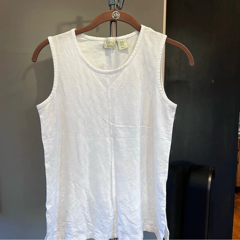 🇪🇸🐠Bundle of 2 Lucy & Laurel tank tops peach gray modal cotton spandex XS